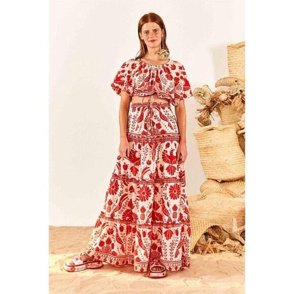 FARM RIO Jungle Flow Floral Cropped Blouse - Picture 2 of 7